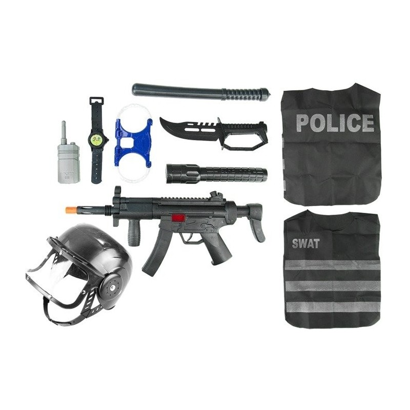 Police Costume SWAT Jacket Accessories Helmet Handcuffs Gun