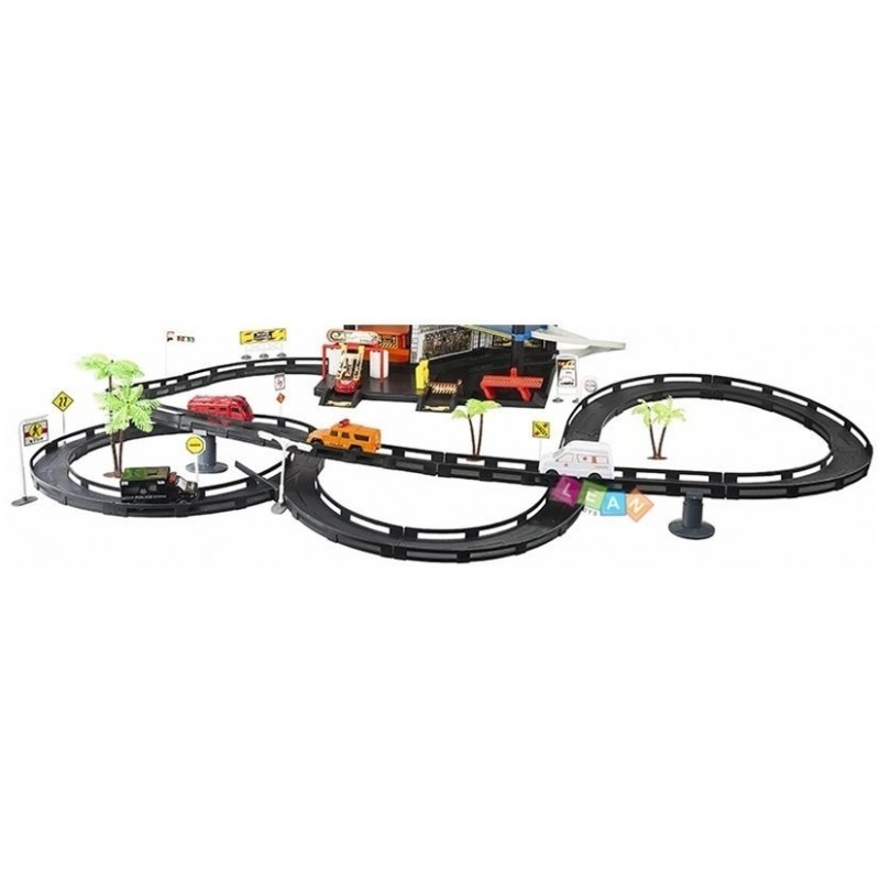 Kids Childrens Parking Center 115cm Long 6 Vehicles 2 Helicopters