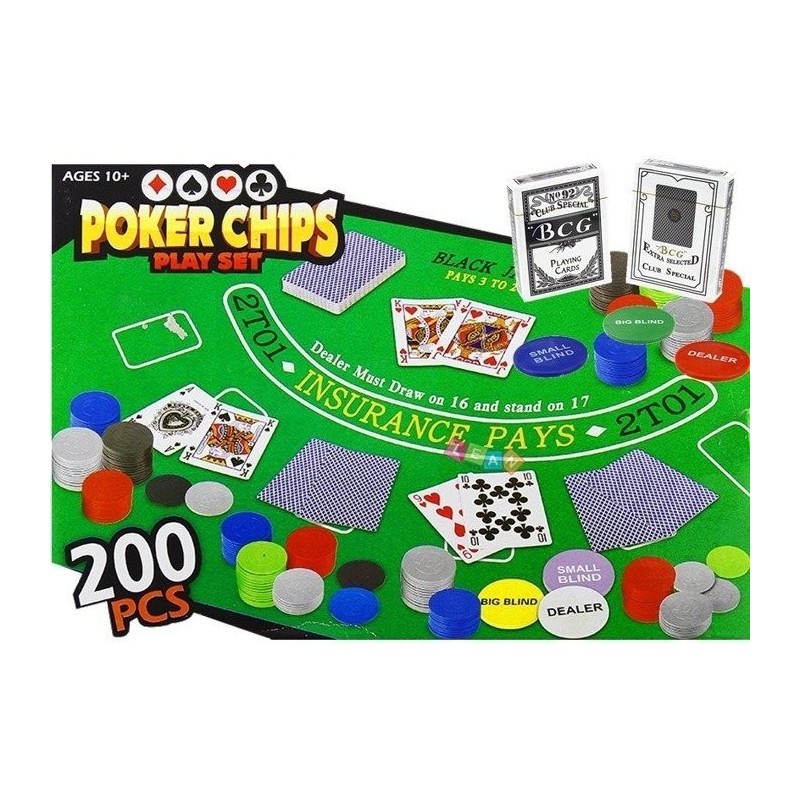 Poker Play Set 200 Chips Hold'em Poker Kit Game