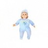 A beautiful baby doll with accessories pacifier blue pyjamas cries