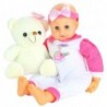 Lovely 50cm baby doll with a pet and bottle soft cuddly speaks Spanisch Espanol