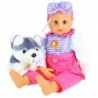 Lovely 50cm baby doll with a pet and bottle soft cuddly speaks Spanisch Espanol