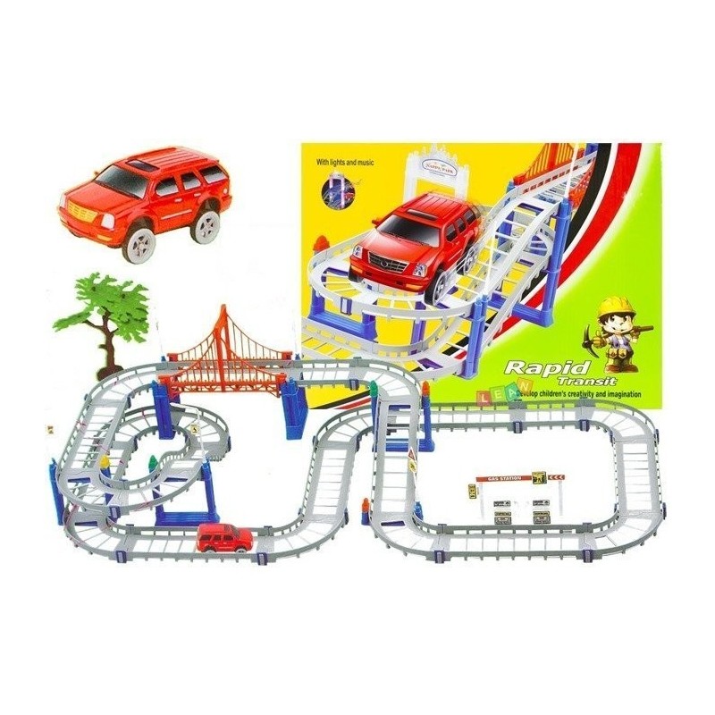 Battery Operated Racing Rapid Transit Track Lights Sounds 2 Levels