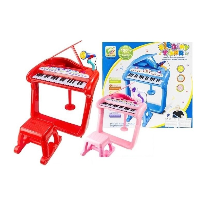 Kids Childrens Music Instrument Piano 2 Colours Stool Microphone