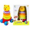 Pull Along Baby Toddler Toy Stacking Rings Pyramid Stacker Colourful Bear