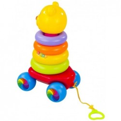 Pull Along Baby Toddler Toy Stacking Rings Pyramid Stacker Colourful Bear