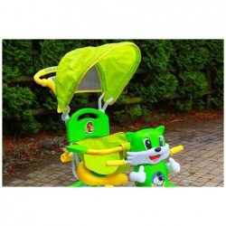 Baby Toddler Child Tricycle Trike Scooter With Sounds Parent Handle Awning Green