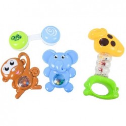 Rattles Set - Elephant, Monkey, Giraffe, Dumbbell