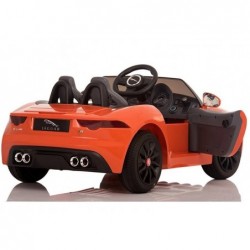 Jaguar F-Type Orange - Electric Ride On Car - Rubber Wheels Leather Seat Radio