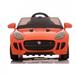 Jaguar F-Type Orange - Electric Ride On Car - Rubber Wheels Leather Seat Radio