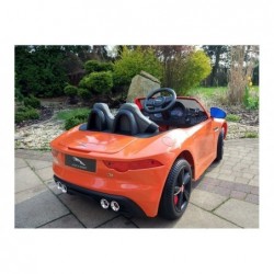 Jaguar F-Type Orange - Electric Ride On Car - Rubber Wheels Leather Seat Radio