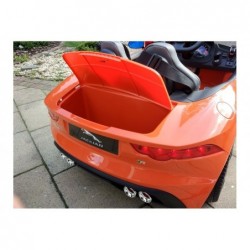 Jaguar F-Type Orange - Electric Ride On Car - Rubber Wheels Leather Seat Radio