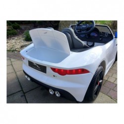 Jaguar F-Type White - Electric Ride On Car - Rubber Wheels Leather Seat Radio