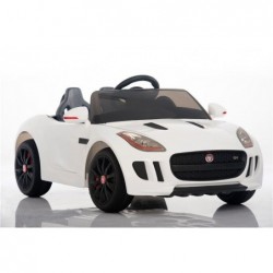 Jaguar F-Type White - Electric Ride On Car - Rubber Wheels Leather Seat Radio