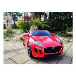 Jaguar F-Type Red - Electric Ride On Car - Rubber Wheels Leather Seat Radio USB