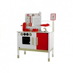 Wooden Kitchen "Margaret" Brown&Red with a Clock