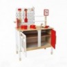 Wooden Kitchen "Margaret" Brown&Red with a Clock