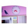 Wooden Kitchen "Kate" Pink&White with Clock and Microwave