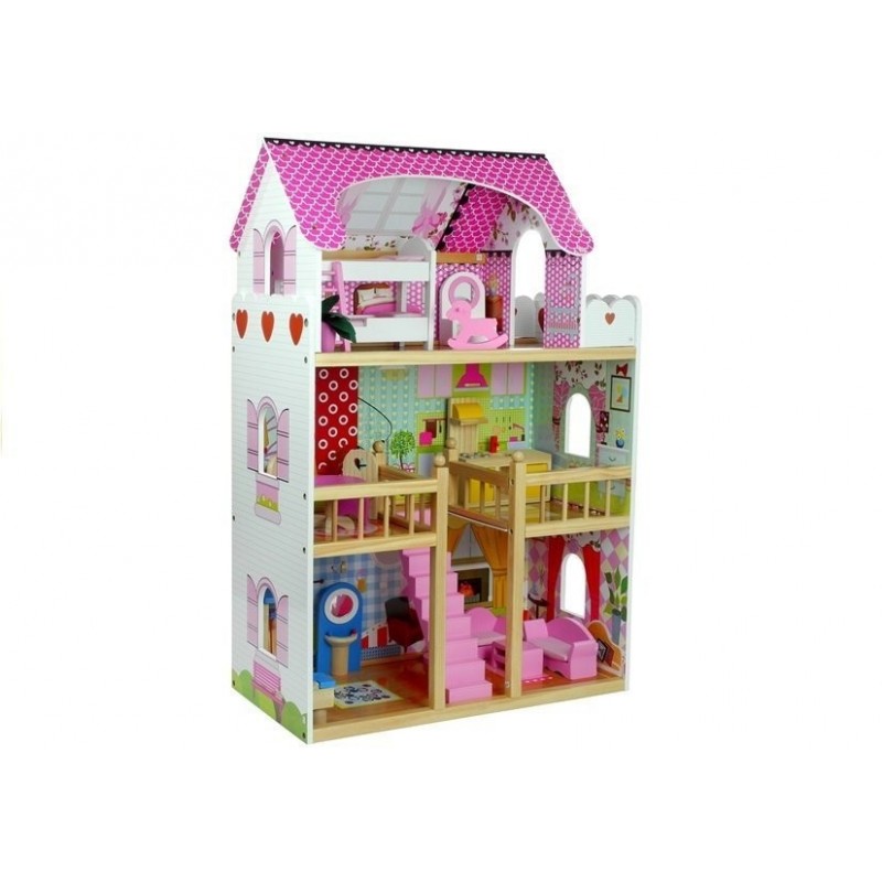 Wooden Dolls House 90 cm + Furnitures