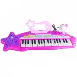 Keyboard Na Nóżkach Stołek MP3 Mikrofon Różowy