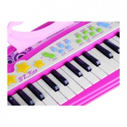 Keyboard Na Nóżkach Stołek MP3 Mikrofon Różowy