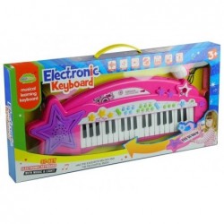 Keyboard Organki 37 Klawiszy MP3  Mikrofon Różowe