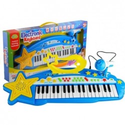 Big Keyboard with MP3 37 Keys with Microphone Blue