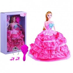 Birthday Doll Dress Shoes Tiara Hairbrush Pink