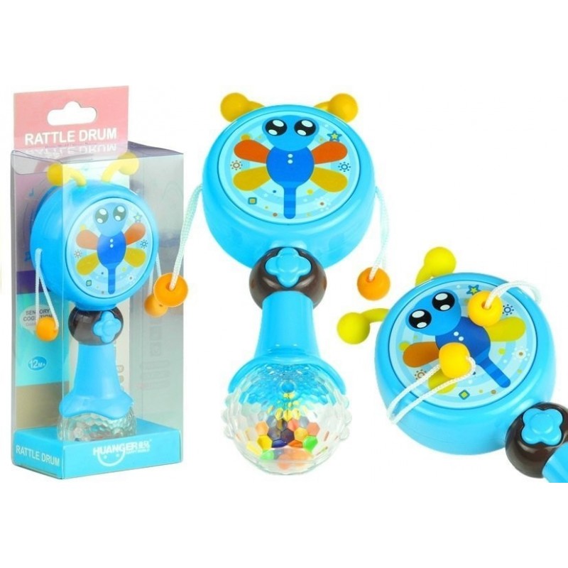 Interactive Rattle Drum for Baby Blue