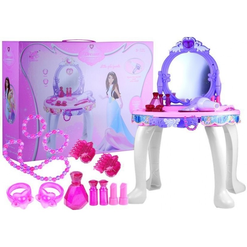 Dresser for a Girl with a Mirror Accesories Pink