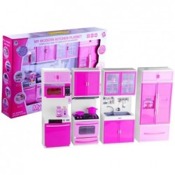 Kitchen for Dolls With Accessories Light&Sound Effects Pink