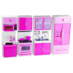 Kitchen for Dolls With Accessories Light&Sound Effects Pink