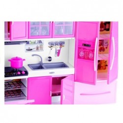 Kitchen for Dolls With Accessories Light&Sound Effects Pink