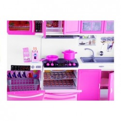 Kitchen for Dolls With Accessories Light&Sound Effects Pink