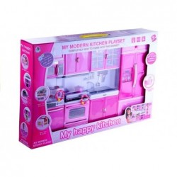 Kitchen for Dolls With Accessories Light&Sound Effects Pink