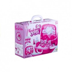 Girls' Beauty Set on Wheels Suitcase Accessories Dryer