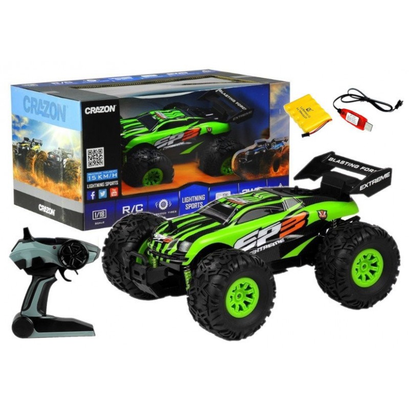 Remote Controlled Monster Car Green 15km/h 2.4 G