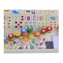 Maths Counting Set Wooden Blackboard Colorful Rings