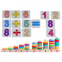 Maths Counting Set Wooden Blackboard Colorful Rings