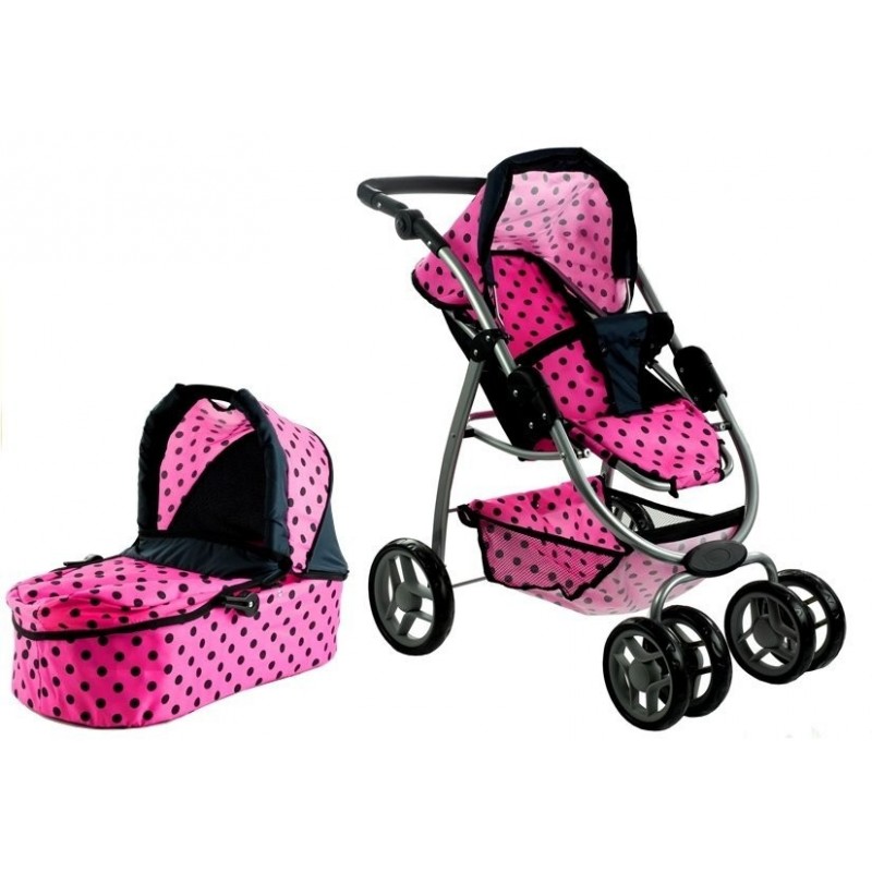 2in1 Doll Bogie and Stroller Alice -Pink With Dots