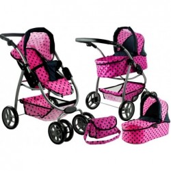 2in1 Doll Bogie and Stroller Alice -Pink With Dots