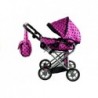 Doll Bogie and Stroller Alice- with Carrier, Bag and Bedding Pink with Black Dots