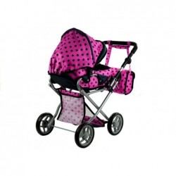 Doll Bogie and Stroller Alice- with Carrier, Bag and Bedding Pink with Black Dots