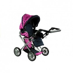 Doll Bogie and Stroller Alice- with Carrier, Bag and Bedding Pink with Black Dots