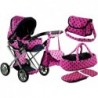 Doll Bogie and Stroller Alice- with Carrier, Bag and Bedding Pink with Black Dots