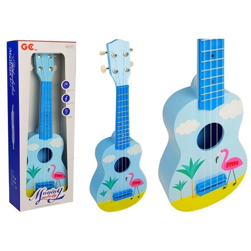 Ukulele Miniature Guitar Blue Flamingo Pattern 53 cm