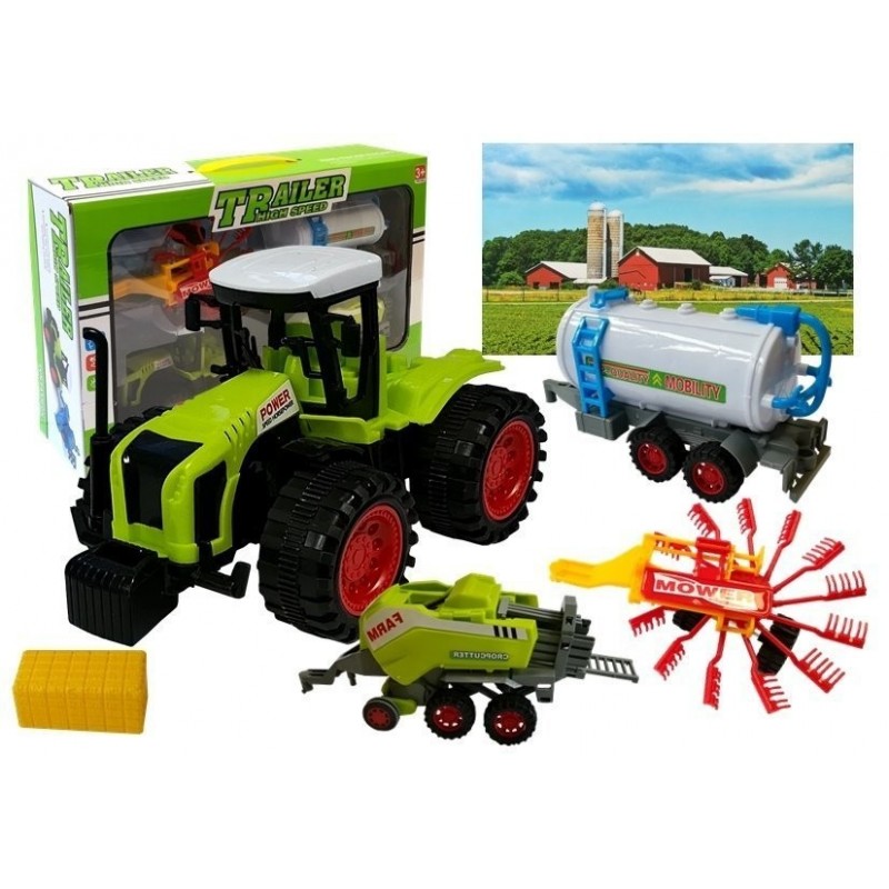 Set of Vehicle Farmer Tractor