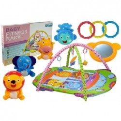 Mat for Baby with Animal Rattles and a Mirror