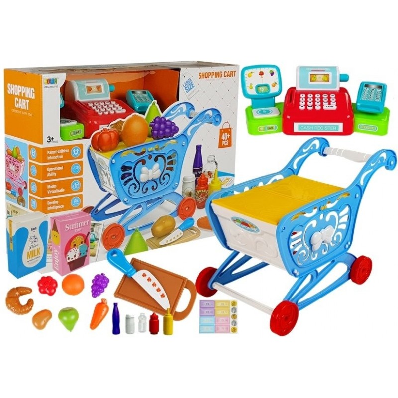 Blue Trolley with Cash Register + Accesories 40 pcs