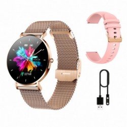 Manta Alexa women's smartwatch gold + pink strap